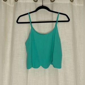 Scalloped Edge Green Cami Top